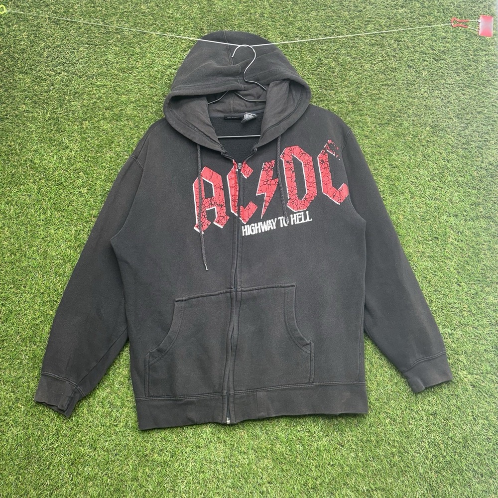 AC/DC Rockware Highway To Hell Hoodie Mens Medium Black Graphic Sweatshirt Zip